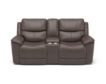 Flexsteel Cade Brown Leather Power Console Loveseat small image number 1