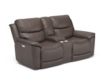 Flexsteel Cade Brown Leather Power Console Loveseat small image number 2