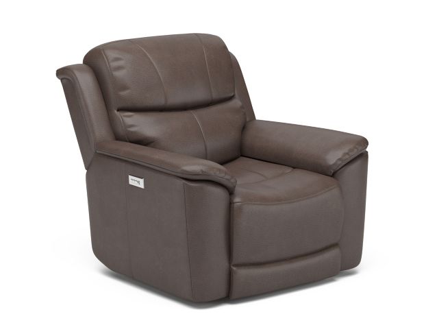 Flexsteel Cade Brown Leather Power Headrest Lumbar Recliner large image number 2