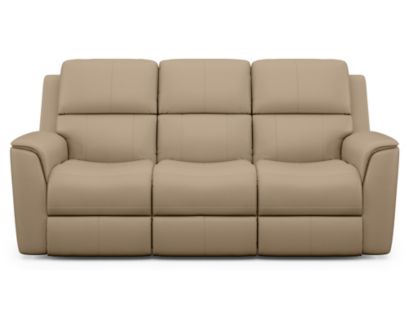 Flexsteel Henry Beige Leather Power Reclining Sofa