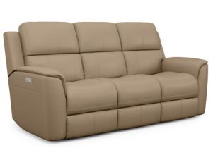 Flexsteel Henry Wheat Leather Power Reclining Lumbar Sofa