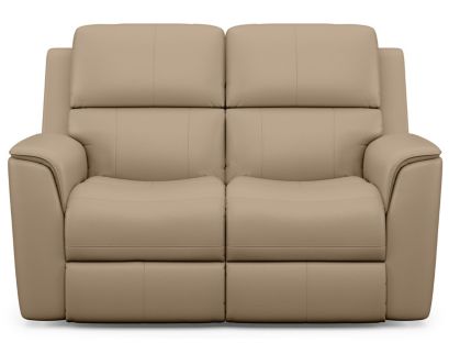 Flexsteel Henry Beige Leather Power Reclining Loveseat