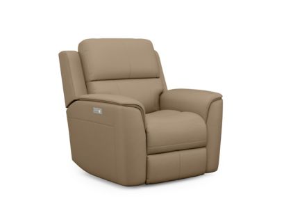 Flexsteel Henry Beige Leather Power Recliner