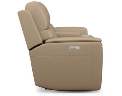 Flexsteel Henry Beige Leather Power Reclining Loveseat with Console