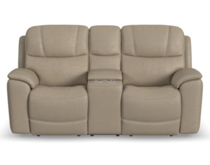 Flexsteel Crew Pebble Power Reclining Loveseat with Console