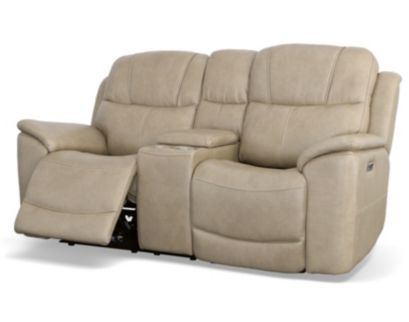 Flexsteel Crew Pebble Power Reclining Loveseat with Console