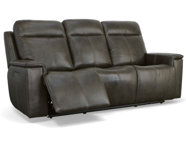 Flexsteel Odell Gray Leather Power Reclining Sofa large image number 2