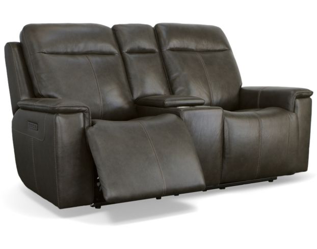 Flexsteel Odell Gray Power Reclining Loveseat with Console large image number 2