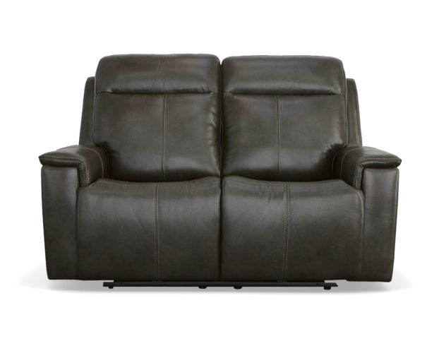 Flexsteel Odell Gray Leather Power Reclining Loveseat large image number 1