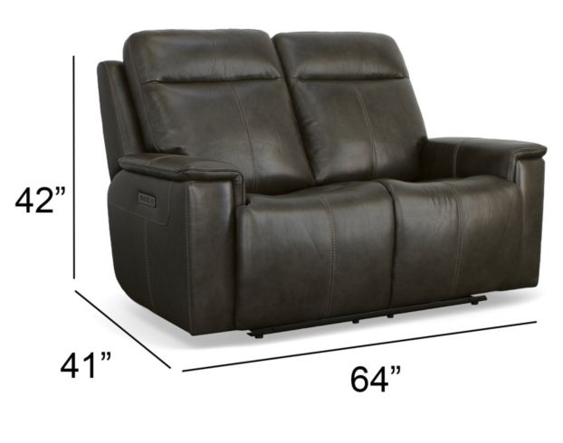 Flexsteel Odell Gray Leather Power Reclining Loveseat large image number 9