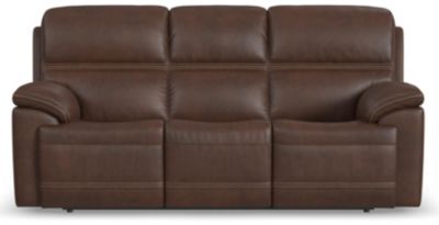 Flexsteel Jackson Dark Brown Leather Power Reclining Sofa | Homemakers