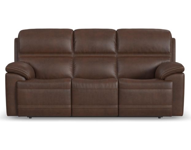 Flexsteel Jackson Brown Leather Power Headrest Sofa large image number 1