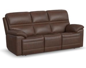 Flexsteel Jackson Brown Leather Power Headrest Sofa