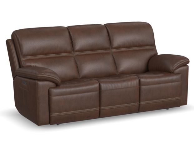 Flexsteel Jackson Brown Leather Power Headrest Sofa large image number 2