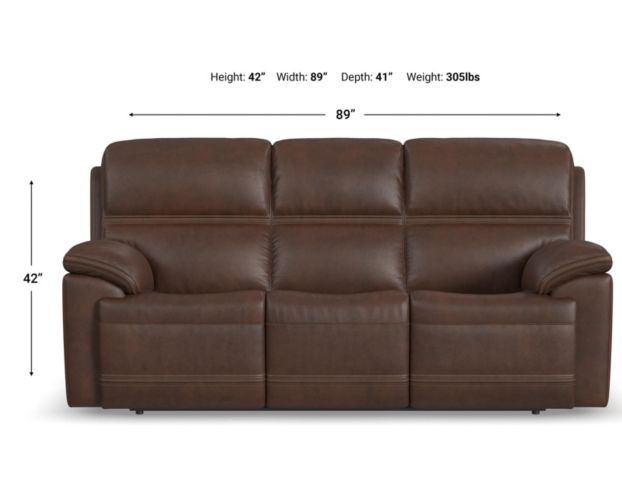 Flexsteel Jackson Brown Leather Power Headrest Sofa large image number 8