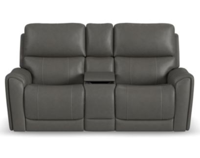 Flexsteel Carter Smoke Power Reclining Loveseat with Console