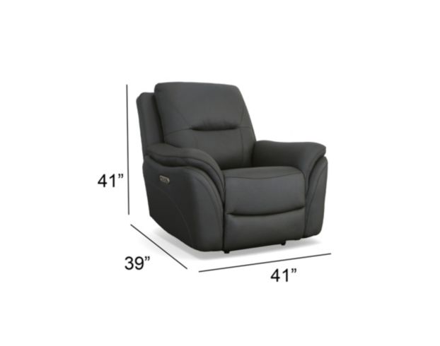 Flexsteel Fallon Gray Leather Power Recliner large image number 10
