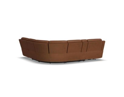 Flexsteel Henry Caramel 6-Piece Leather Power Reclining Sectional