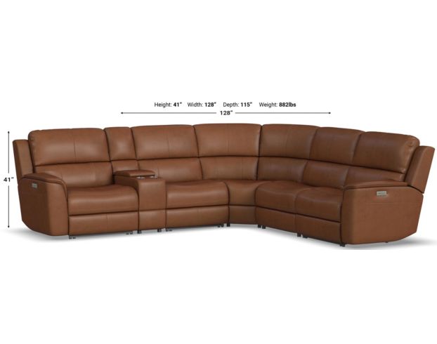 Flexsteel Henry Caramel 6-Piece Leather Power Reclining Sectional large image number 10