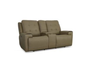 Flexsteel Industries Inc Iris Khaki Leather Power Console Loveseat