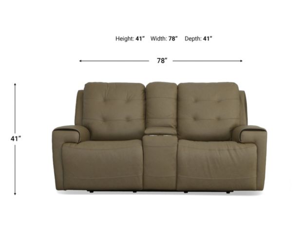 Flexsteel Industries Inc Iris Khaki Leather Power Console Loveseat large image number 9