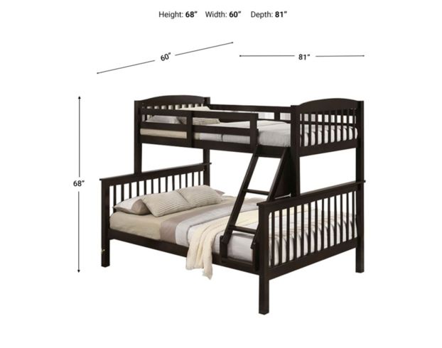 Furniture Of America Brookings Dark Walnut Twin Over Full Bunk Bed large image number 3