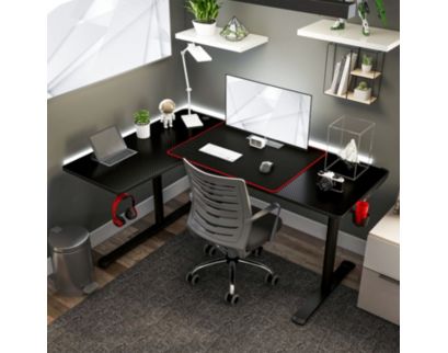 Furniture Of America Good Game Black Corner Gaming Desk