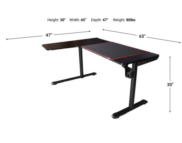 Furniture Of America Good Game Black Corner Gaming Desk large image number 5