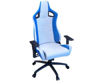 Furniture Of America Good Game White and Blue Racing Gaming Chair