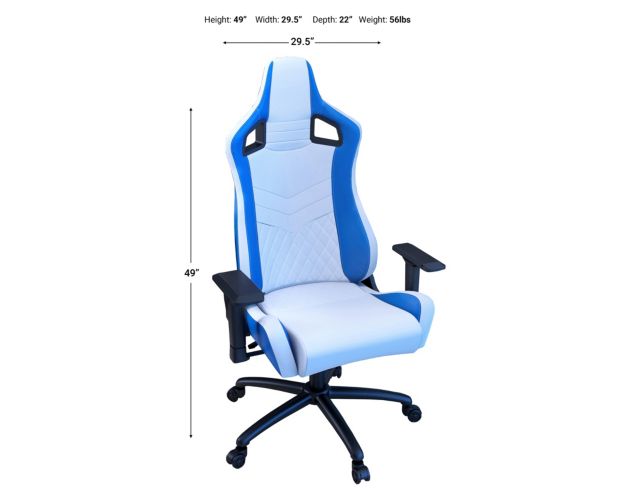 Furniture Of America Good Game White and Blue Racing Gaming Chair large image number 3
