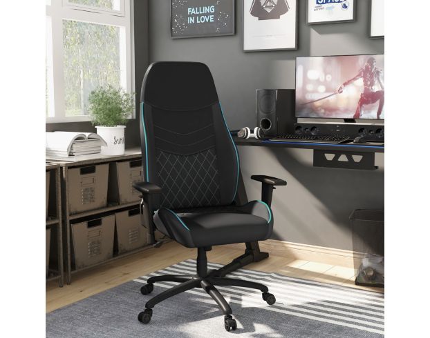 Furniture Of America Good Game Black and Blue Gaming Chair large image number 2