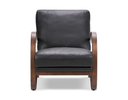 Four Hands Paxon Black Genuine Leather Accent Chair