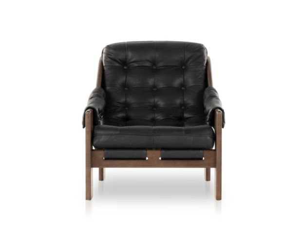 Four Hands Halston Heirloom Black Genuine Leather Accent Chair large image number 1