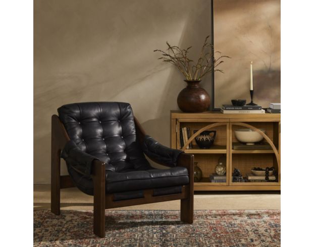 Four Hands Halston Heirloom Black Genuine Leather Accent Chair large image number 11