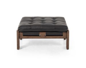 Four Hands Halston Heirloom Black Genuine Leather Ottoman