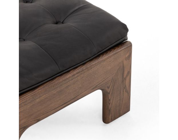 Four Hands Halston Heirloom Black Genuine Leather Ottoman | Homemakers