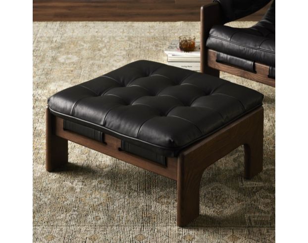 Four Hands Halston Heirloom Black Genuine Leather Ottoman large image number 8