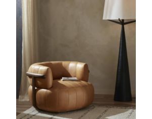 Four Hands Doss Palermo Cognac Genuine Leather Swivel Chair