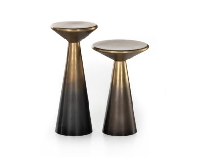 Four Hands Asher Ombre Brass End Table (Set of 2)