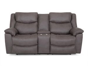 Franklin Trooper Gray Reclining Loveseat with Console