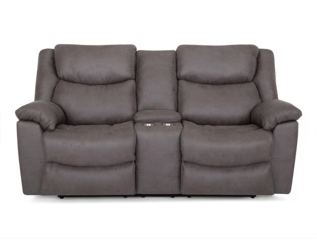 Franklin Trooper Gray Reclining Loveseat with Console large image number 1