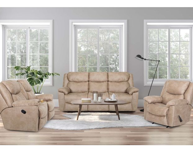 Franklin Trooper Tan Reclining Sofa | Homemakers