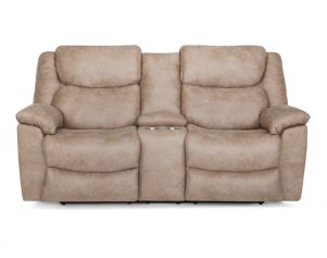 Franklin Trooper Tan Reclining Loveseat with Console