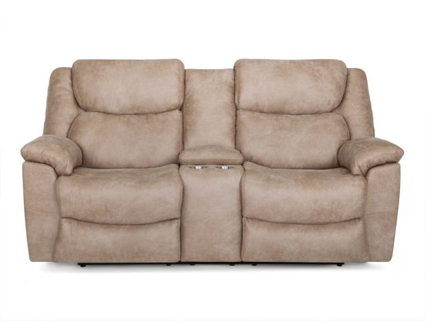Franklin Trooper Tan Reclining Loveseat with Console large image number 1