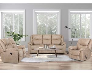 Franklin Trooper Tan Reclining Loveseat with Console