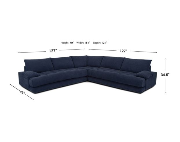 Franklin Neptune Blue 3 Piece Sectional w/ USB Ports large image number 13