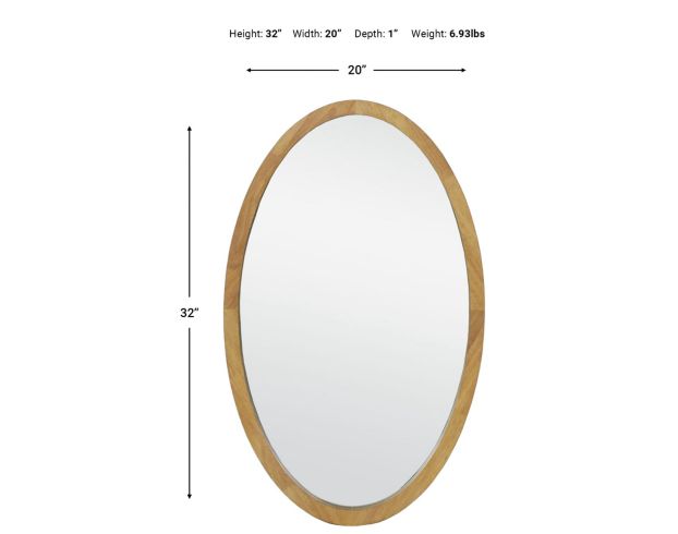 Garber Corp 20" x 32" Natural Oval Mirror large image number 2