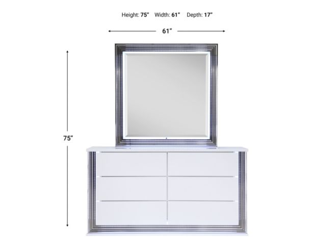 Global Ylime Smooth White Dresser with Mirror large image number 5