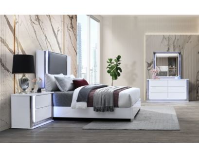 Global Ylime Smooth White 4-Piece Queen Bedroom Set