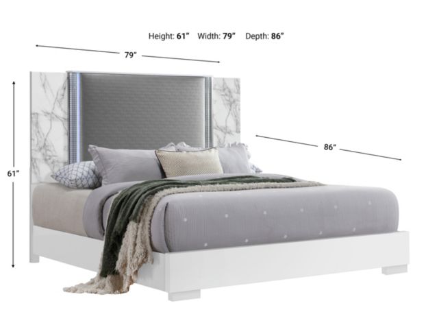 Global Ylime White Marble King Bed large image number 5